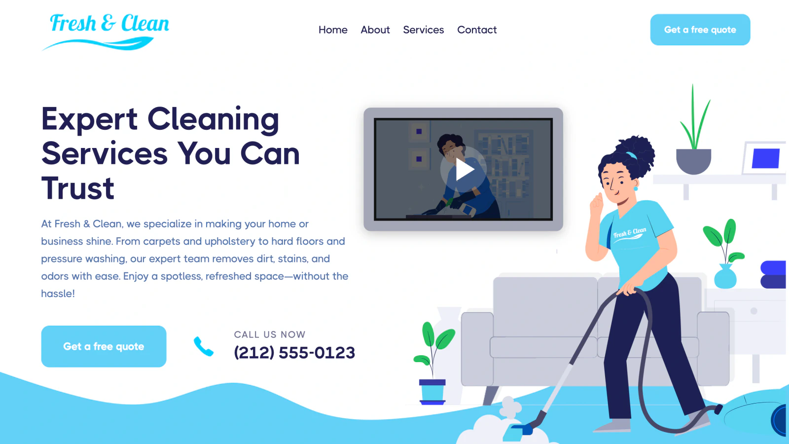 Fresh cleaning site built around quote requests desktop website screenshot