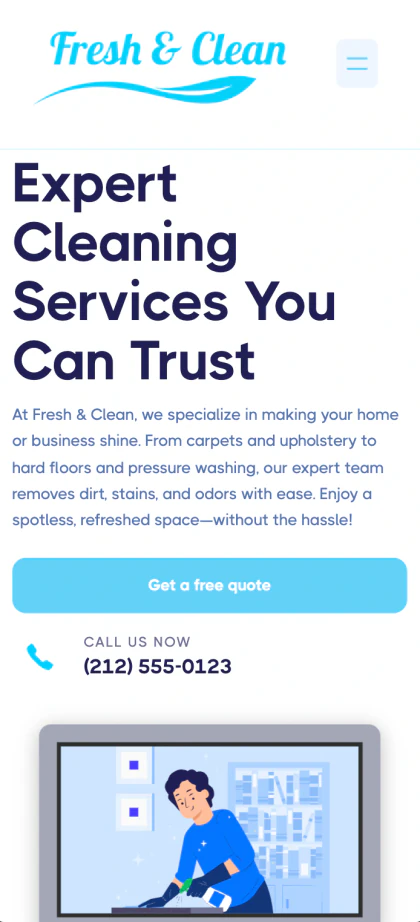Fresh cleaning site built around quote requests mobile website screenshot