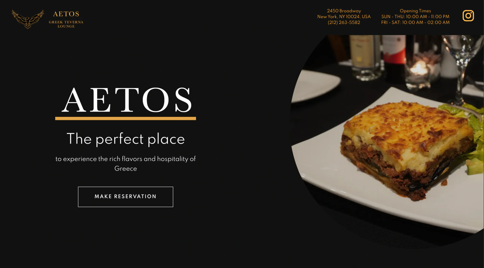 Premium restaurant site with a polished booking path desktop website screenshot