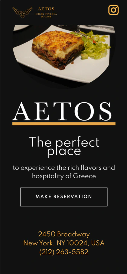 Premium restaurant site with a polished booking path mobile website screenshot